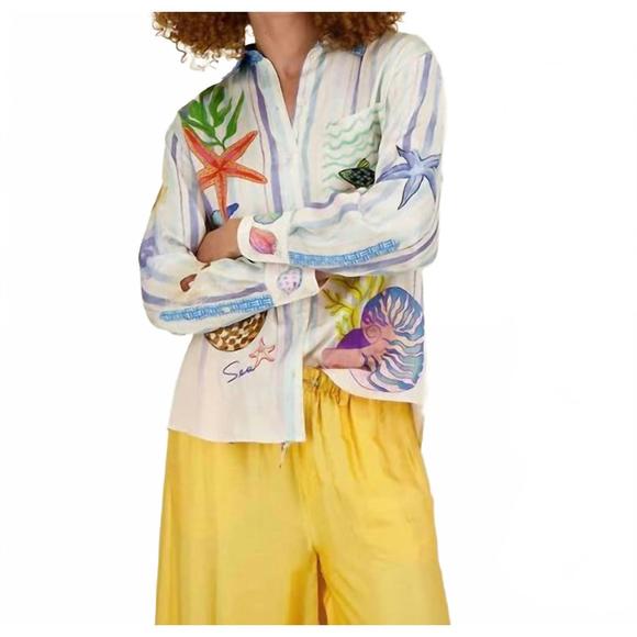 NEW ME369 isabel magic printed shirt in ocean multi - Picture 1 of 8